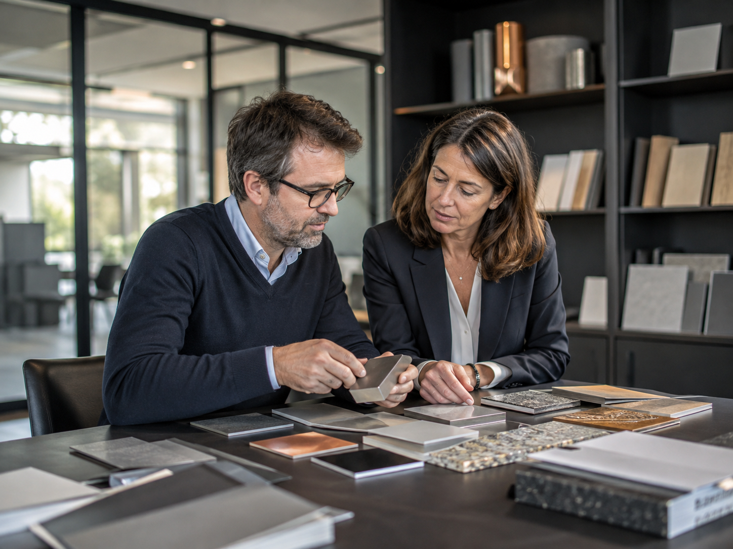 Ingénieurs Filab Genium comparant des alternatives matière
