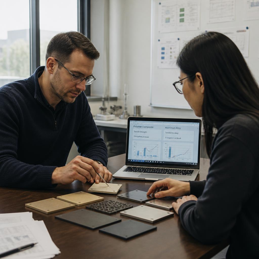 Consultants Filab Genium comparant des échantillons de matériaux